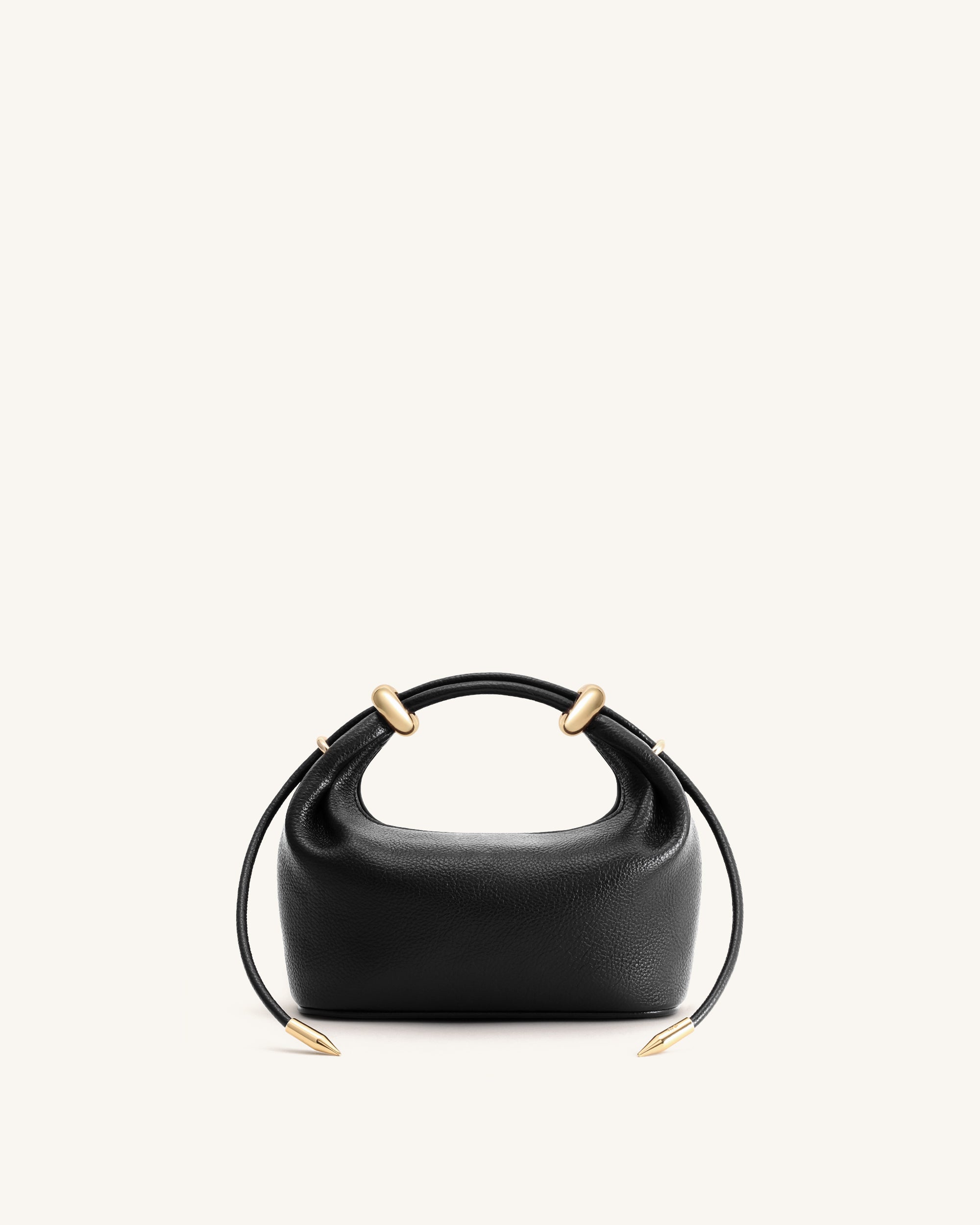 Ellie Metal Ring Embellished Top Handle Bag - Black - Image 5