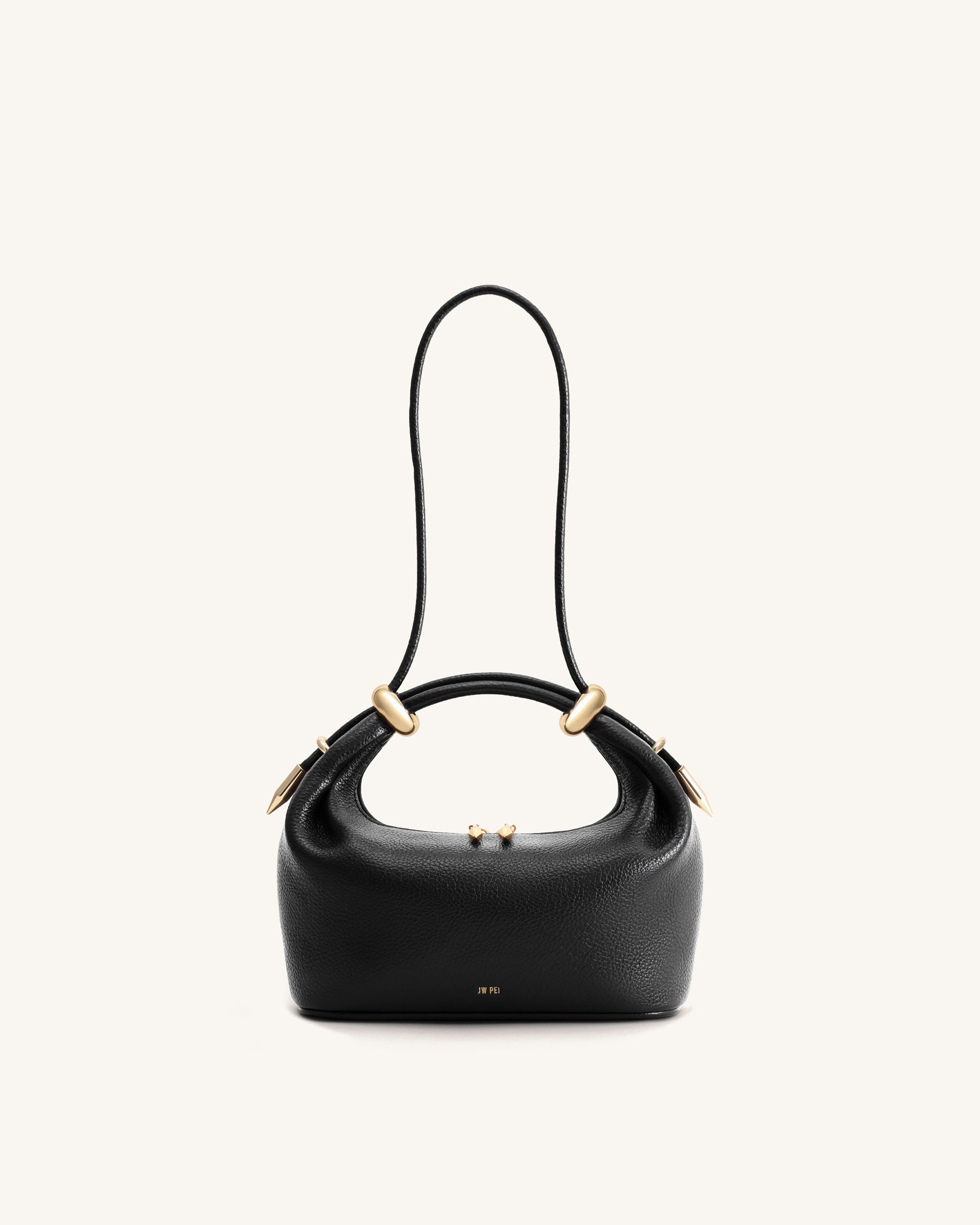 Ellie Metal Ring Embellished Top Handle Bag - Black - Image 3