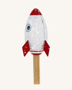 Alternative view of Rocket Shape Faux Crystal Clutch - Silver