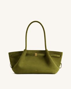 Alternative view of Hana Wide Faux Suede Tote Bag - Olive Green