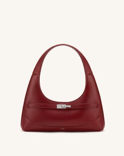 Noelle Belted Shoulder Bag - Deep Burgundy