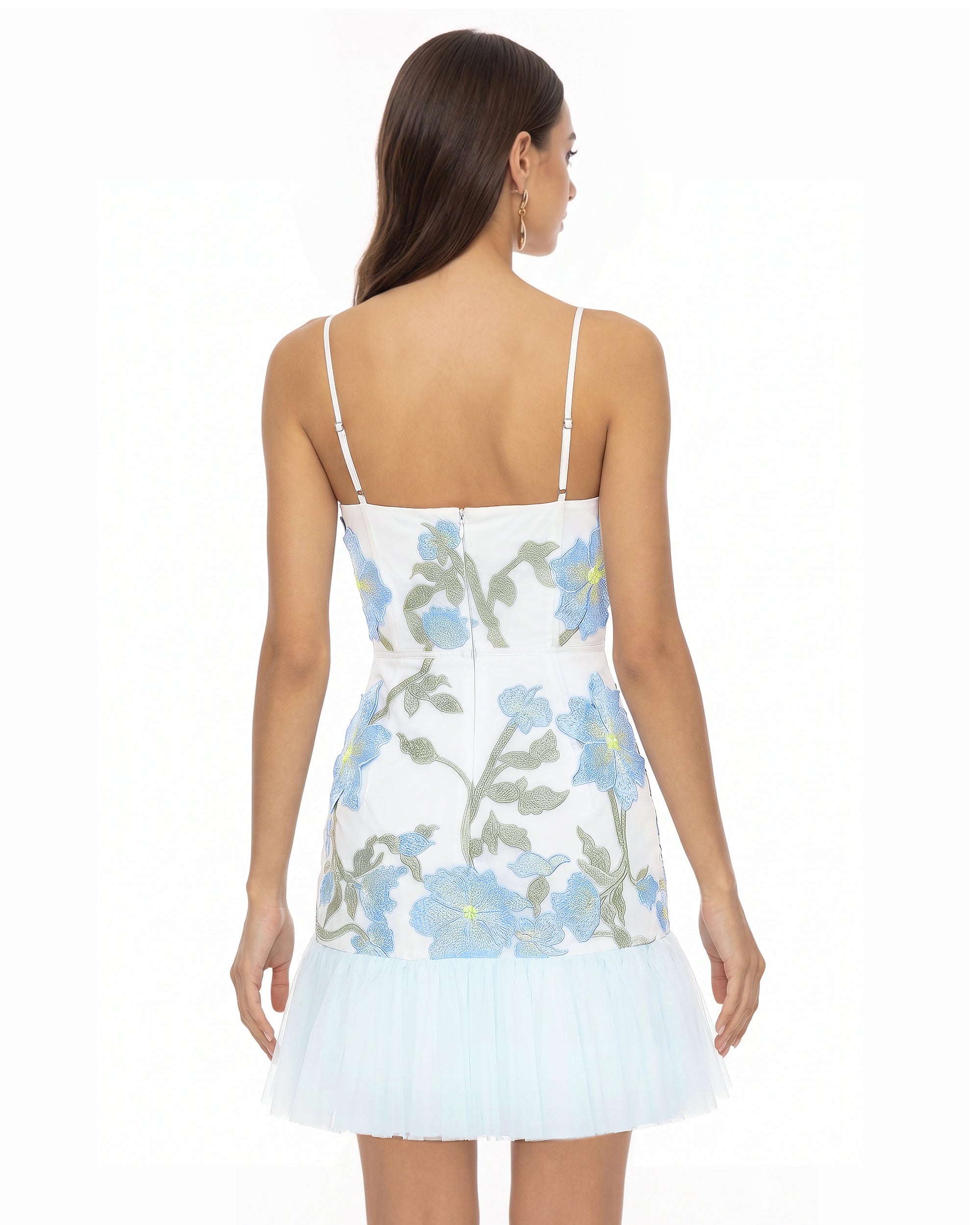Floral Sling Mini Dress - Baby Blue - Image 2