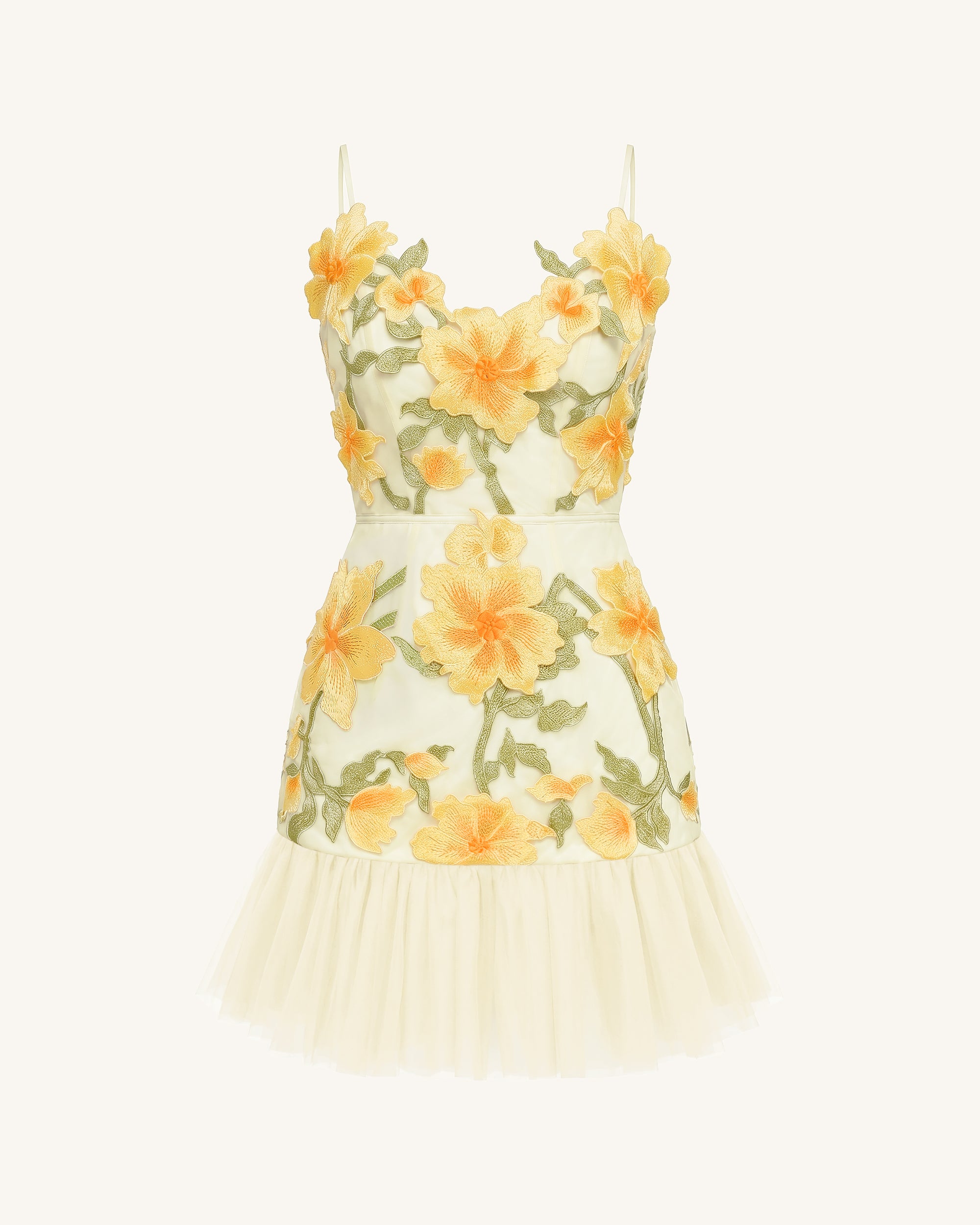 Floral Sling Mini Dress - Marigold - Image 3