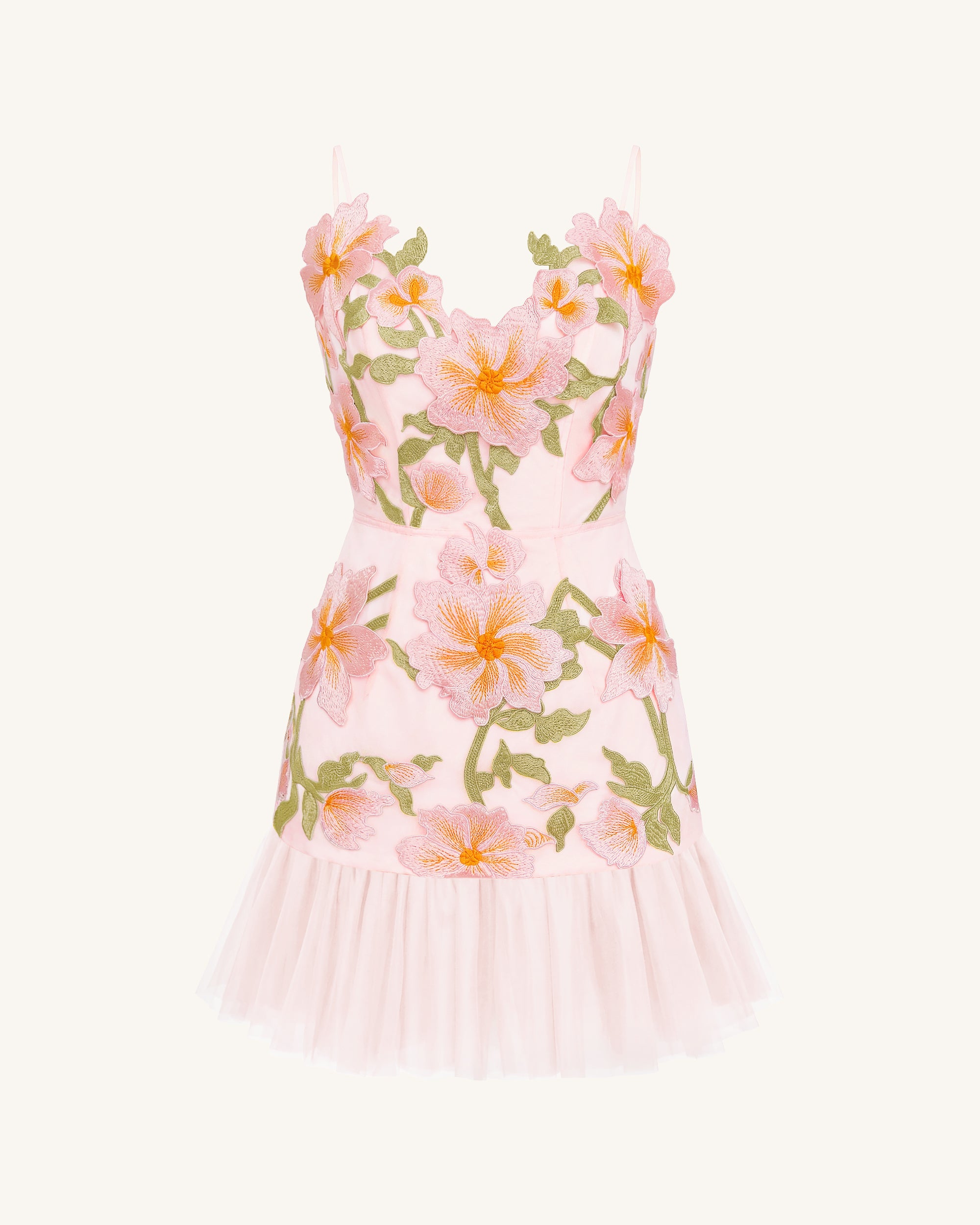 Floral Sling Mini Dress - Rose Pink - Image 3