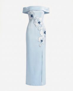 Alternative view of Orchid Embroidered Off-Shoulder Maxi Dress - Blue