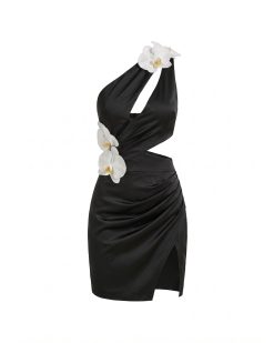 Alternative view of Orchid Embellished Cutout Mini Dress - Black