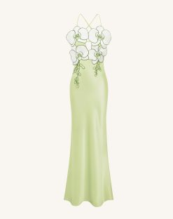 Alternative view of Orchid Embroidered Dress - Light Green/Ivory