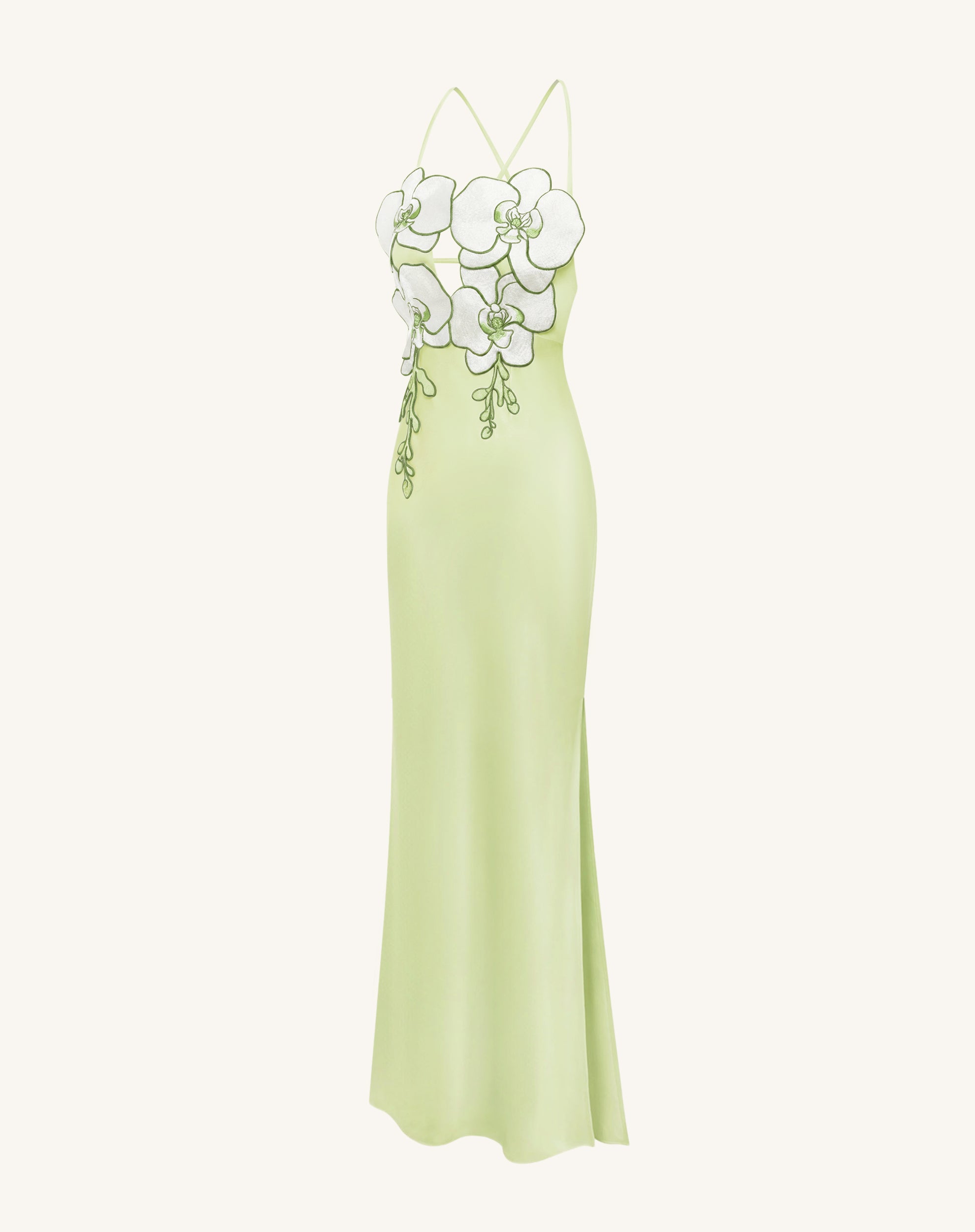 Orchid Embroidered Dress - Light Green/Ivory - Image 3