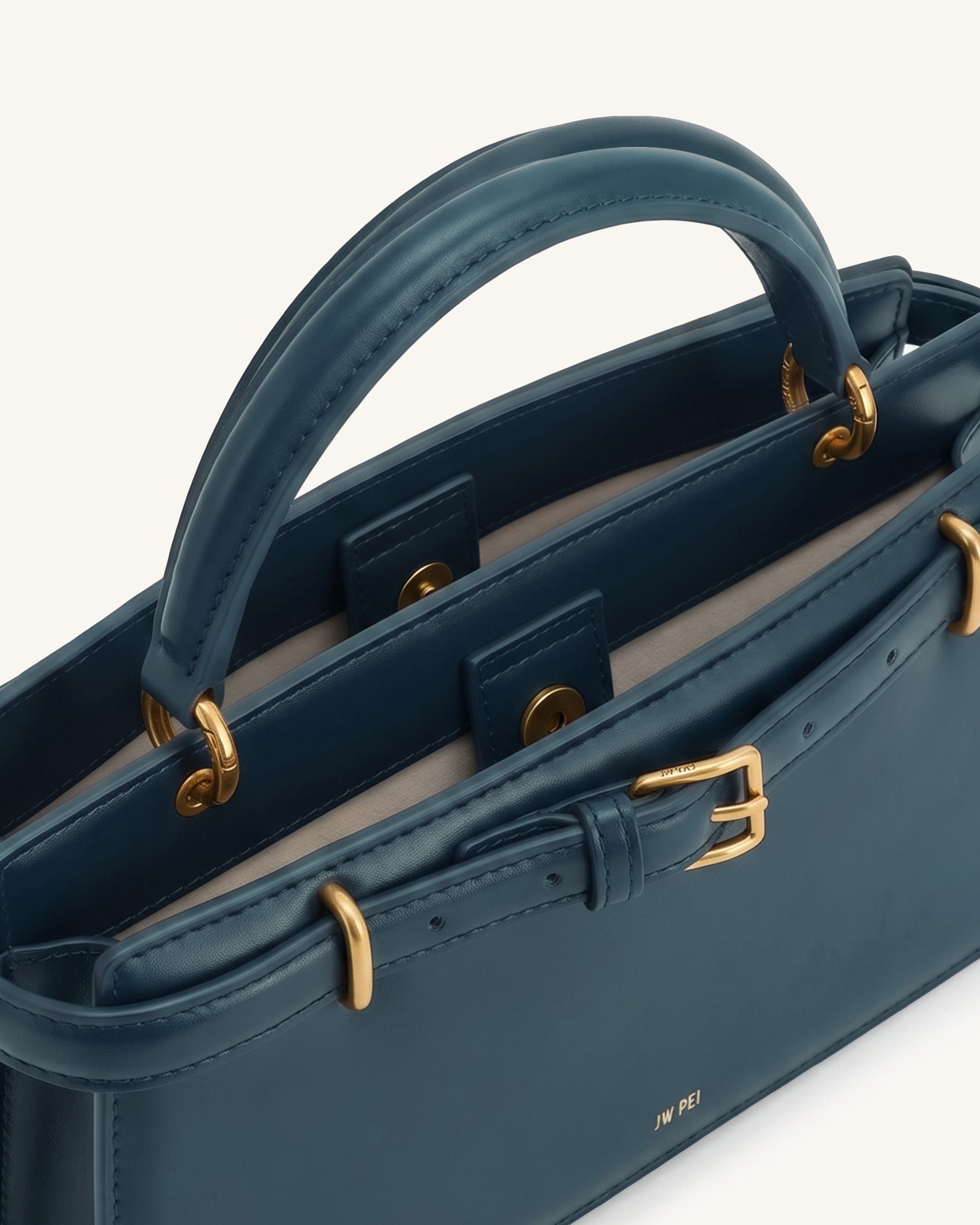 Elena Classic Top Handle Bag - Navy - Image 4