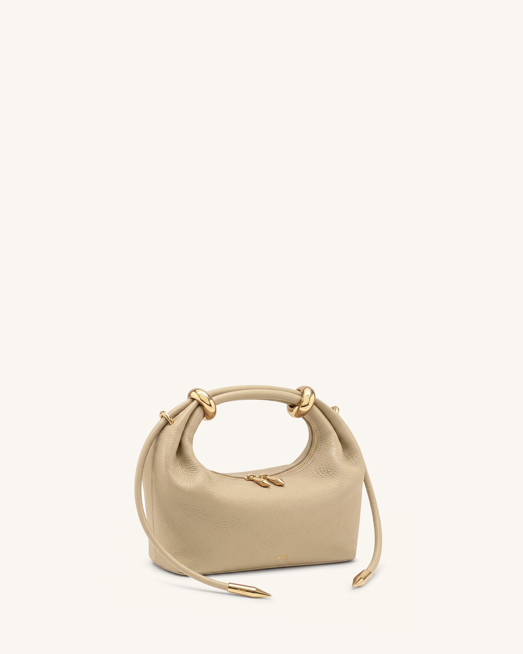 Ellie Metal Ring Embellished Top Handle Bag - Beige - Image 2