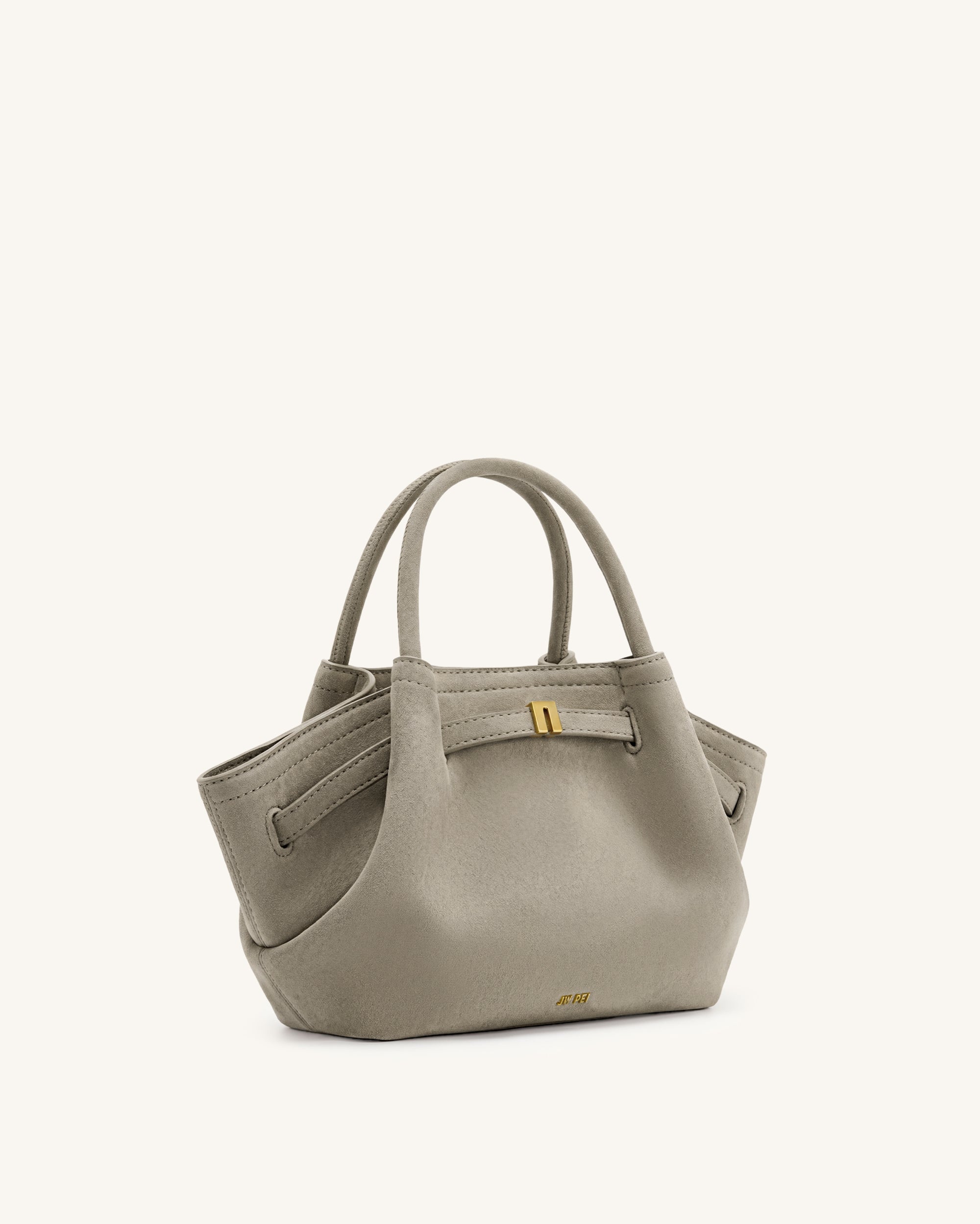 Hana Mini Faux Suede Tote Bag - Gray - Image 2