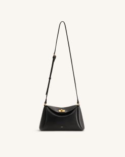 Greta Twist-Lock Crossbody Bag - Black