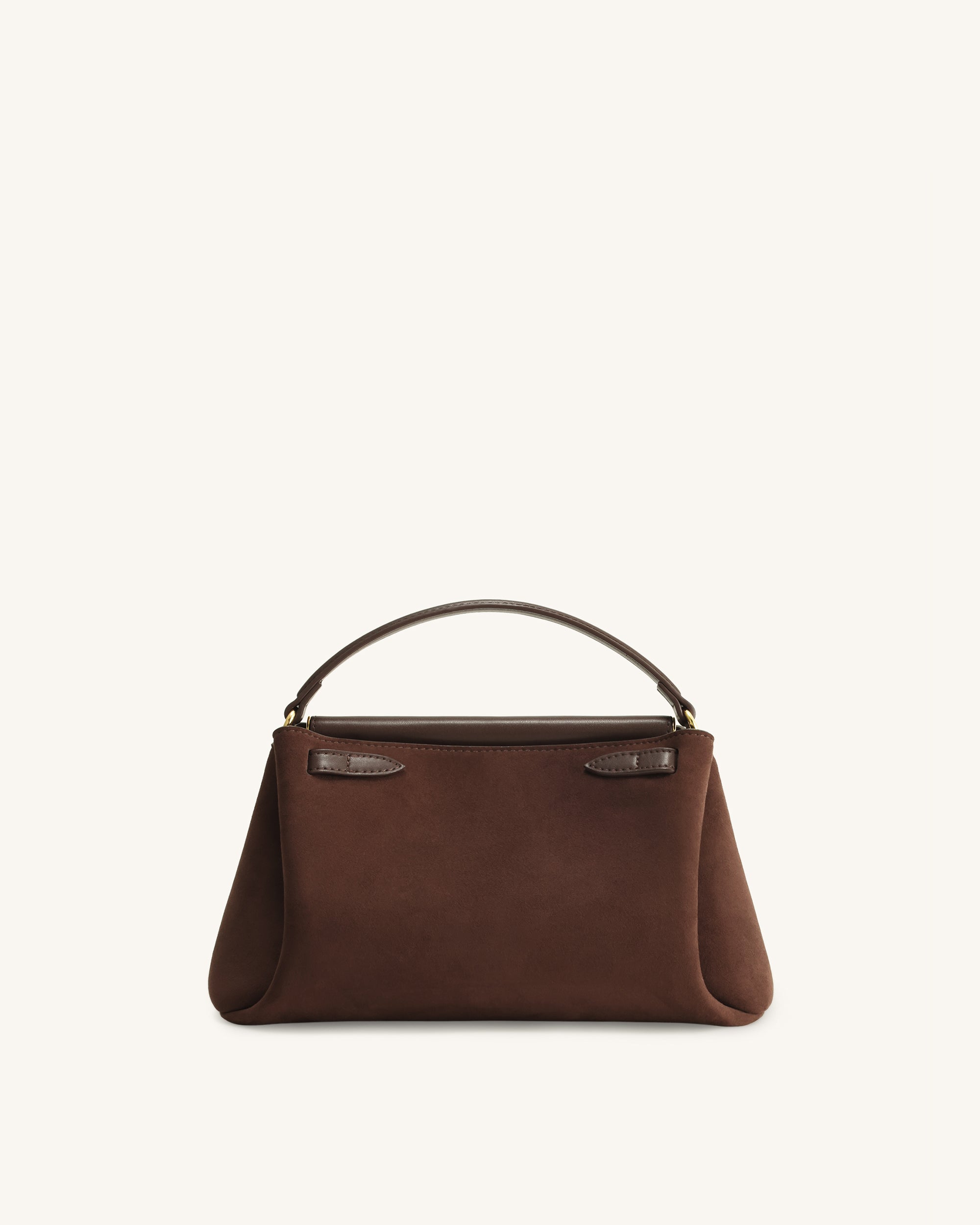 Carmen Faux Suede Top Handle Bag - Dark Brown - Image 3