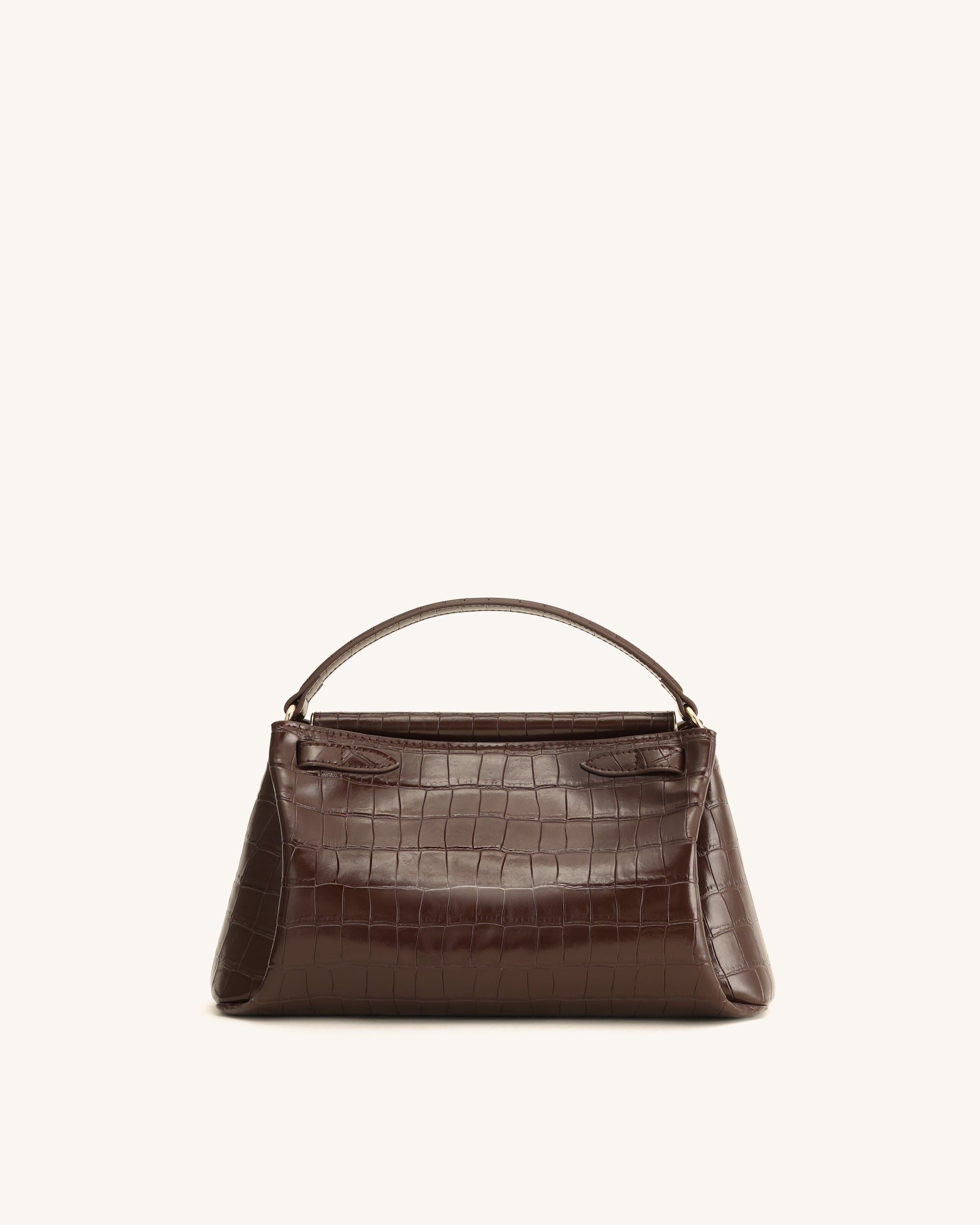 Carmen Top Handle Bag - Dark Brown Croc - Image 3