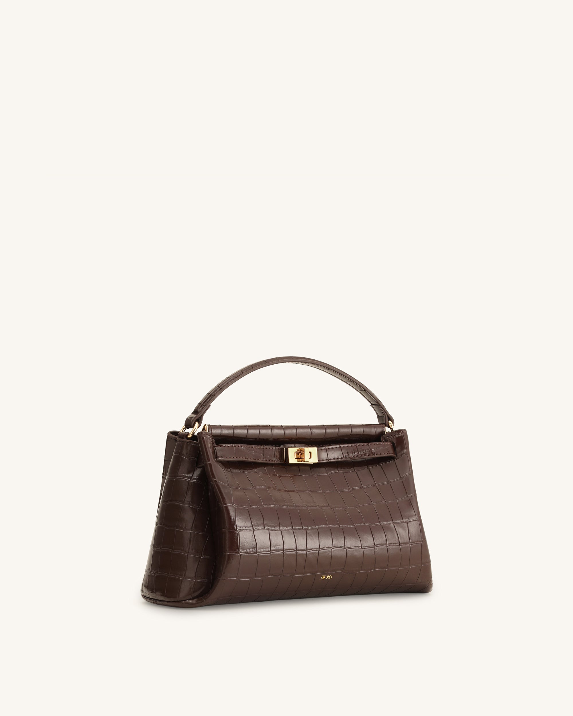 Carmen Top Handle Bag - Dark Brown Croc - Image 2