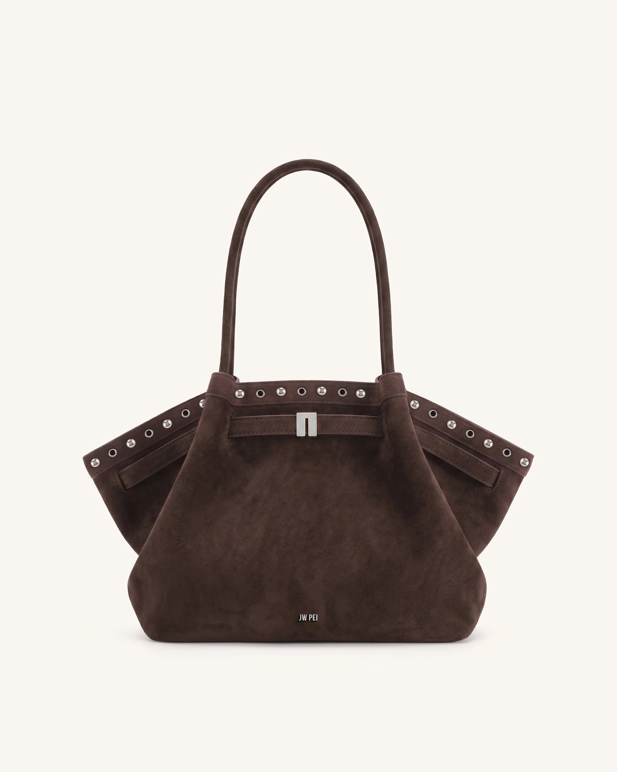 Hana Medium Faux Suede Tote Bag - Dark Chocolate Brown