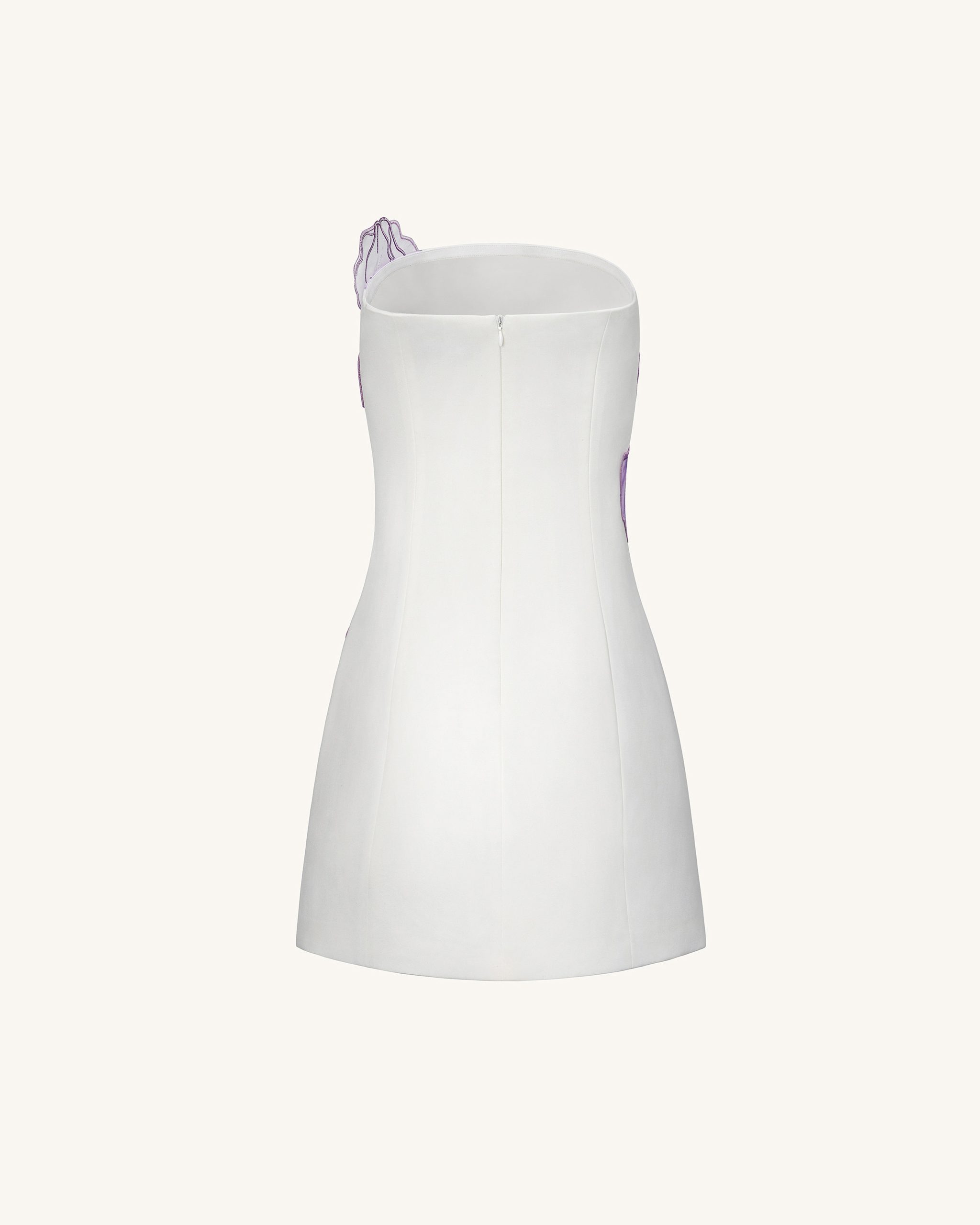 Iris Floral Print Strapless Dress - White - Image 4