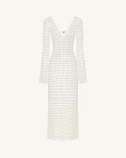 Alternative view of Pointelle Knit Keyhole Maxi Dress - White