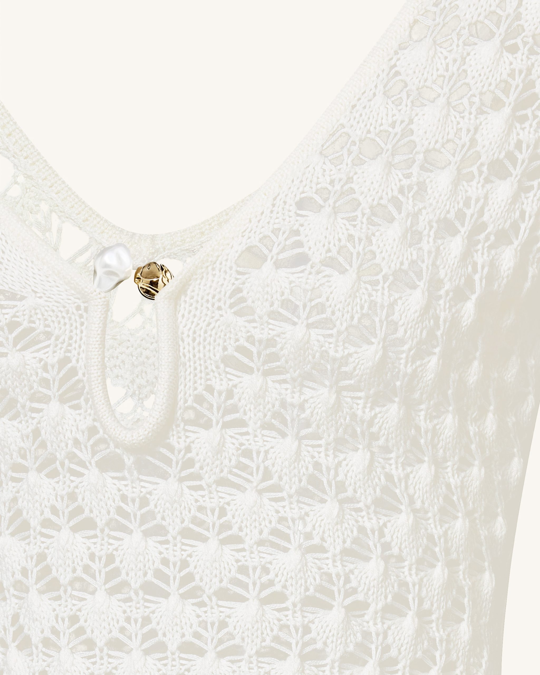 Pointelle Knit Keyhole Maxi Dress - White - Image 4
