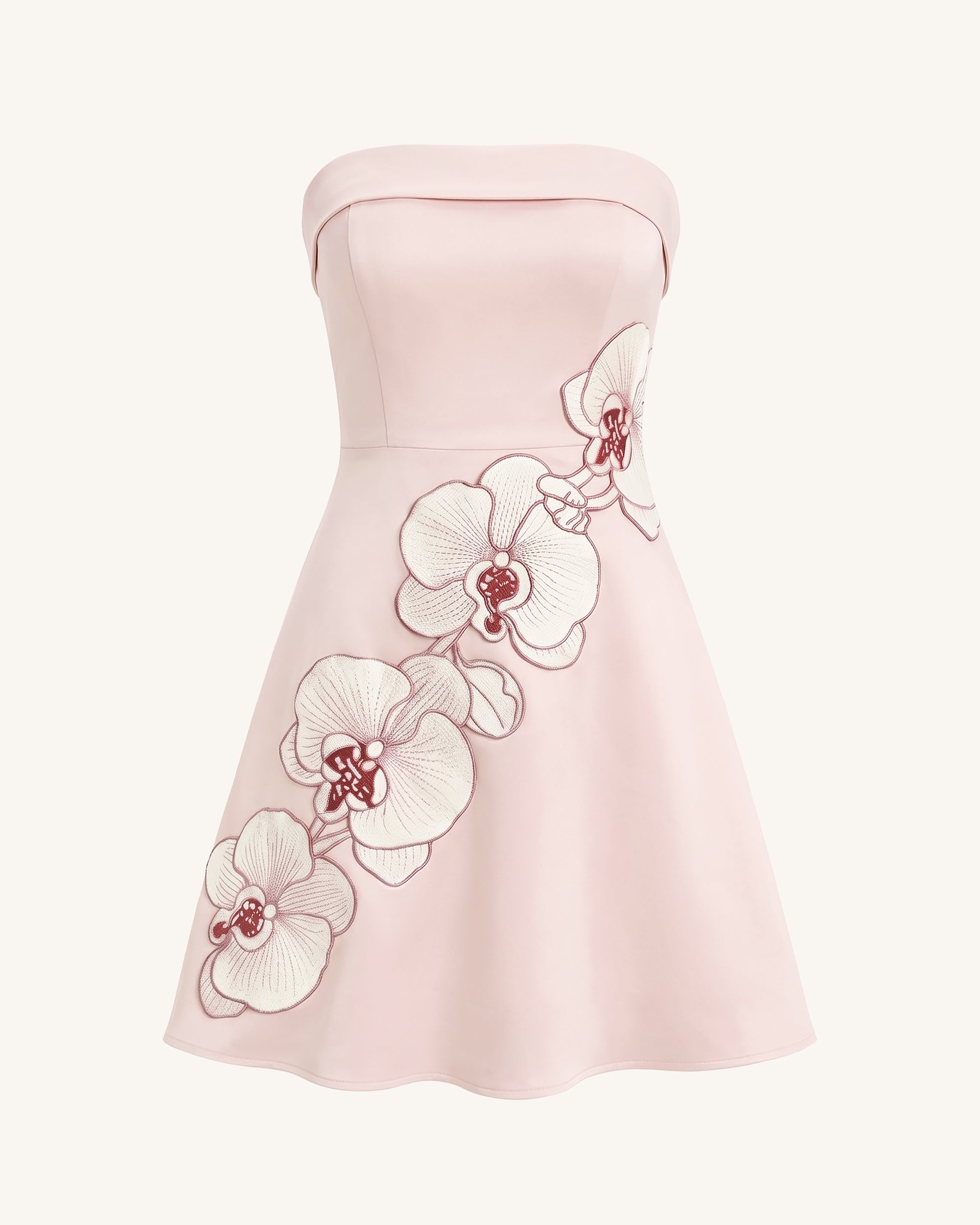 Orchid Embroidered Strapless A-Line Midi Dress - Blush Pink - Image 3