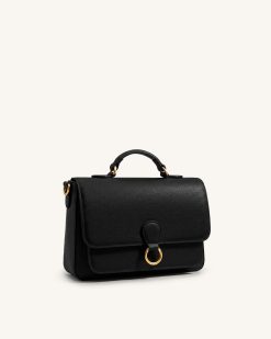 Alternative view of Mirelle Pebbled Top Handle Satchel - Black