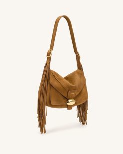 Alternative view of Avery Fringe Faux Suede Shoulder Bag - Brown