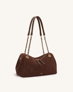 Alternative view of Mireya Faux Suede Chain Shoulder Bag - Dark Brown