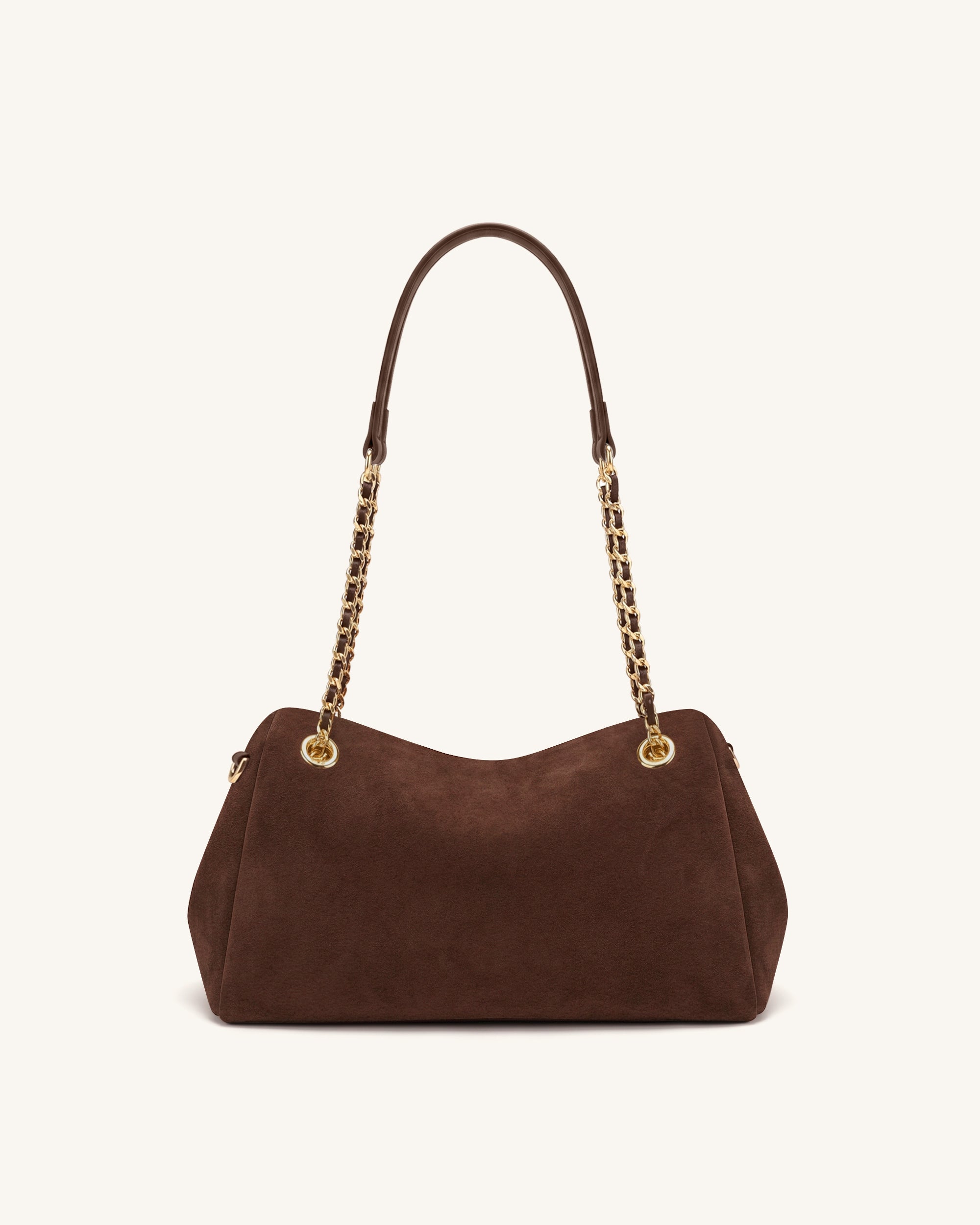 Mireya Faux Suede Chain Shoulder Bag - Dark Brown - Image 3