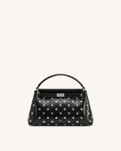 Carmen Studded Top Handle Bag - Ink Black