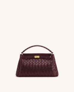 Carmen Woven Top Handle Bag - Vintage Red