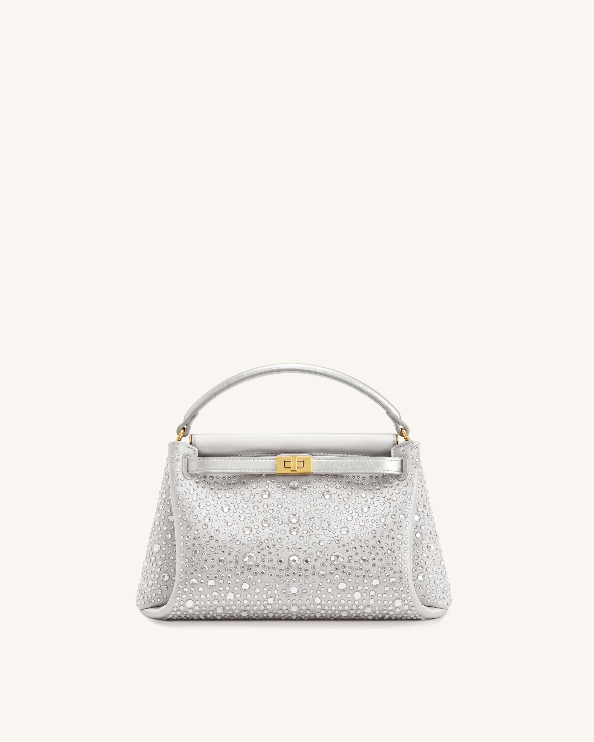 Carmen Artificial Crystal Top Handle Bag - Light Gray