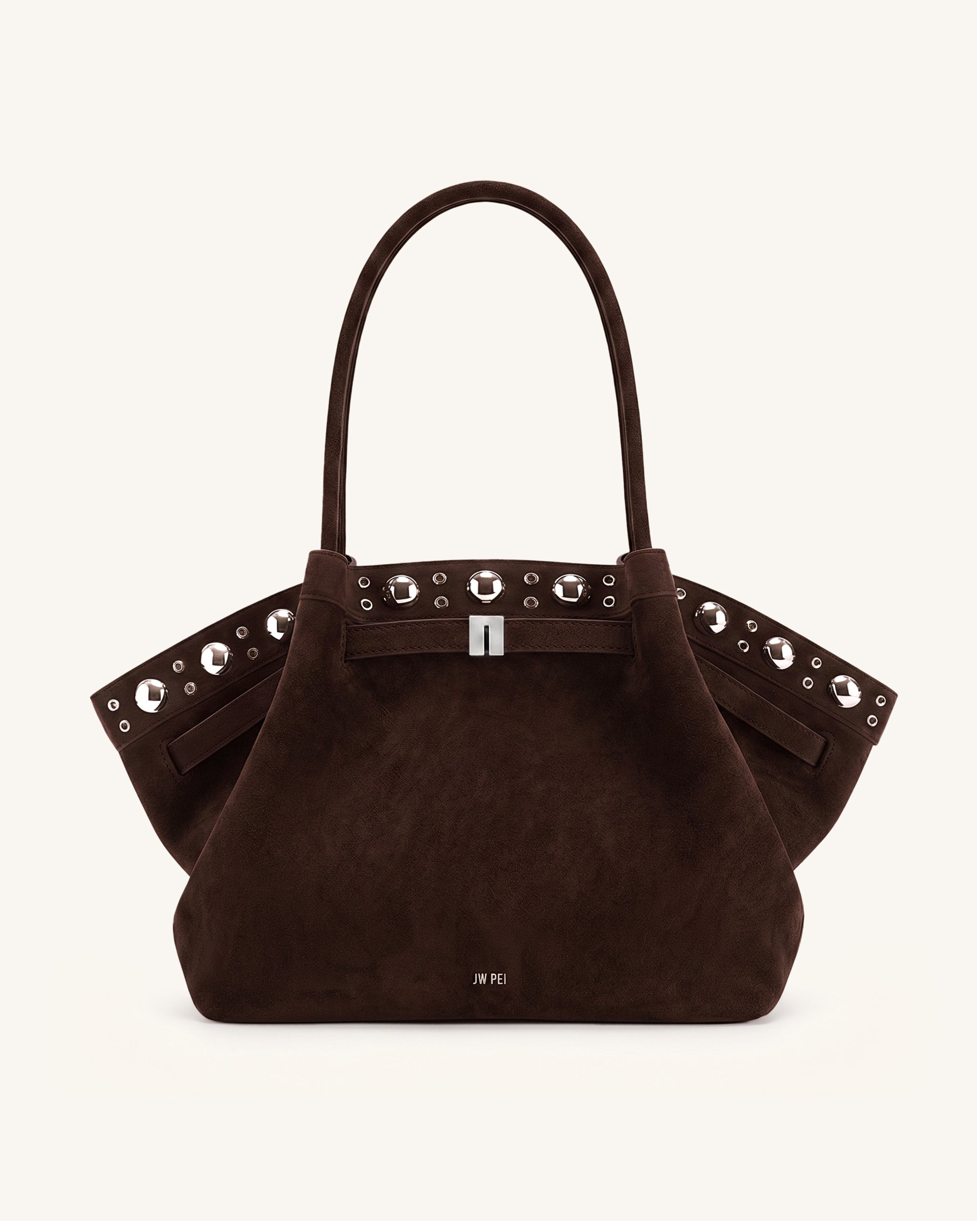 Hana Large Faux Suede Tote Bag - Deep Brown