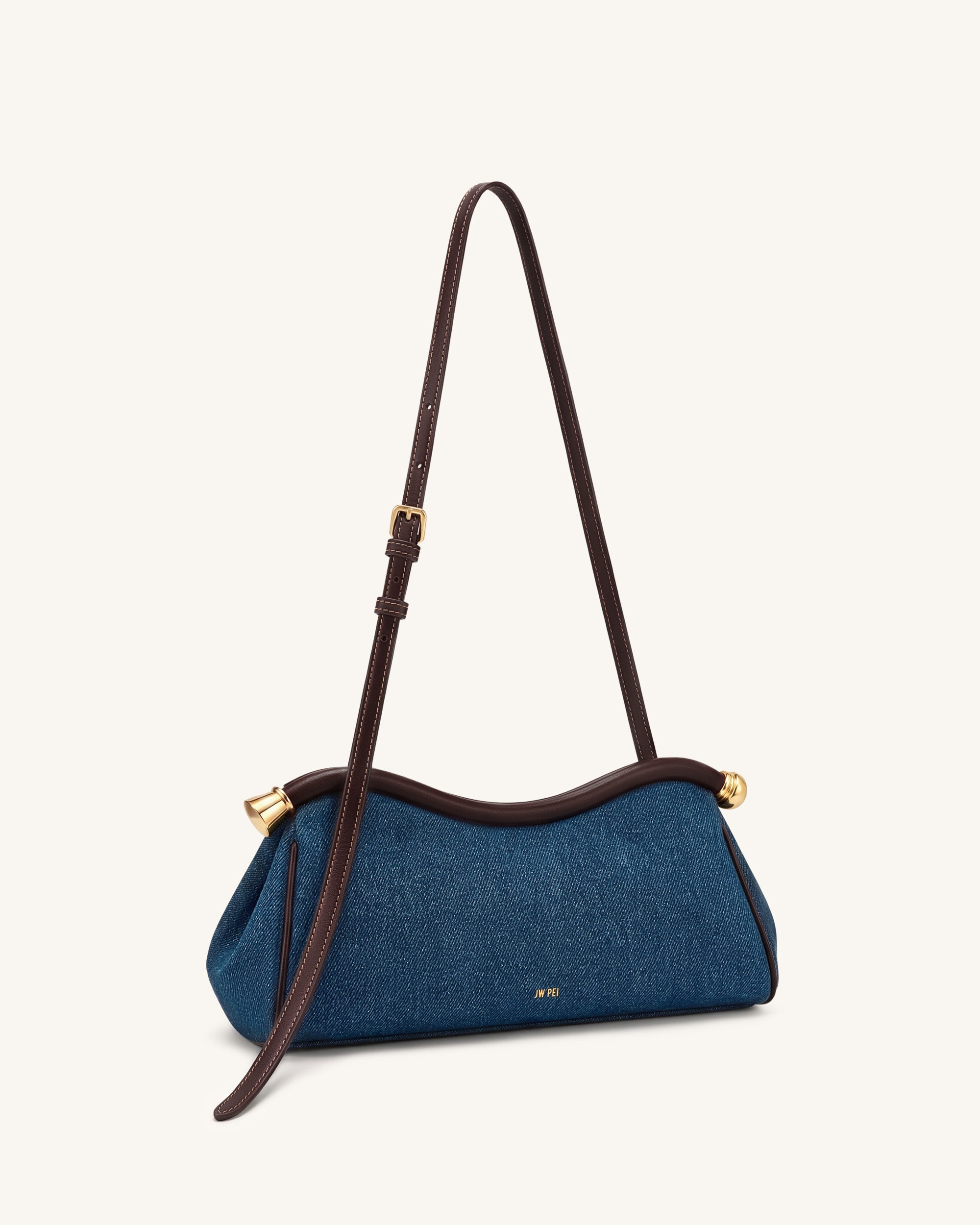 Naomi Curved Shoulder Bag - Blue Denim - Image 2