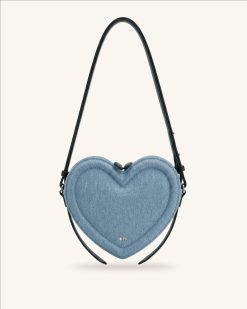 Arlene Heart Shaped Crossbody Bag - Light Blue Denim
