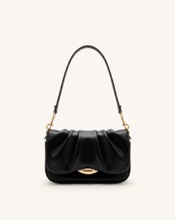 Sofia Ruched Shoulder Bag - Black
