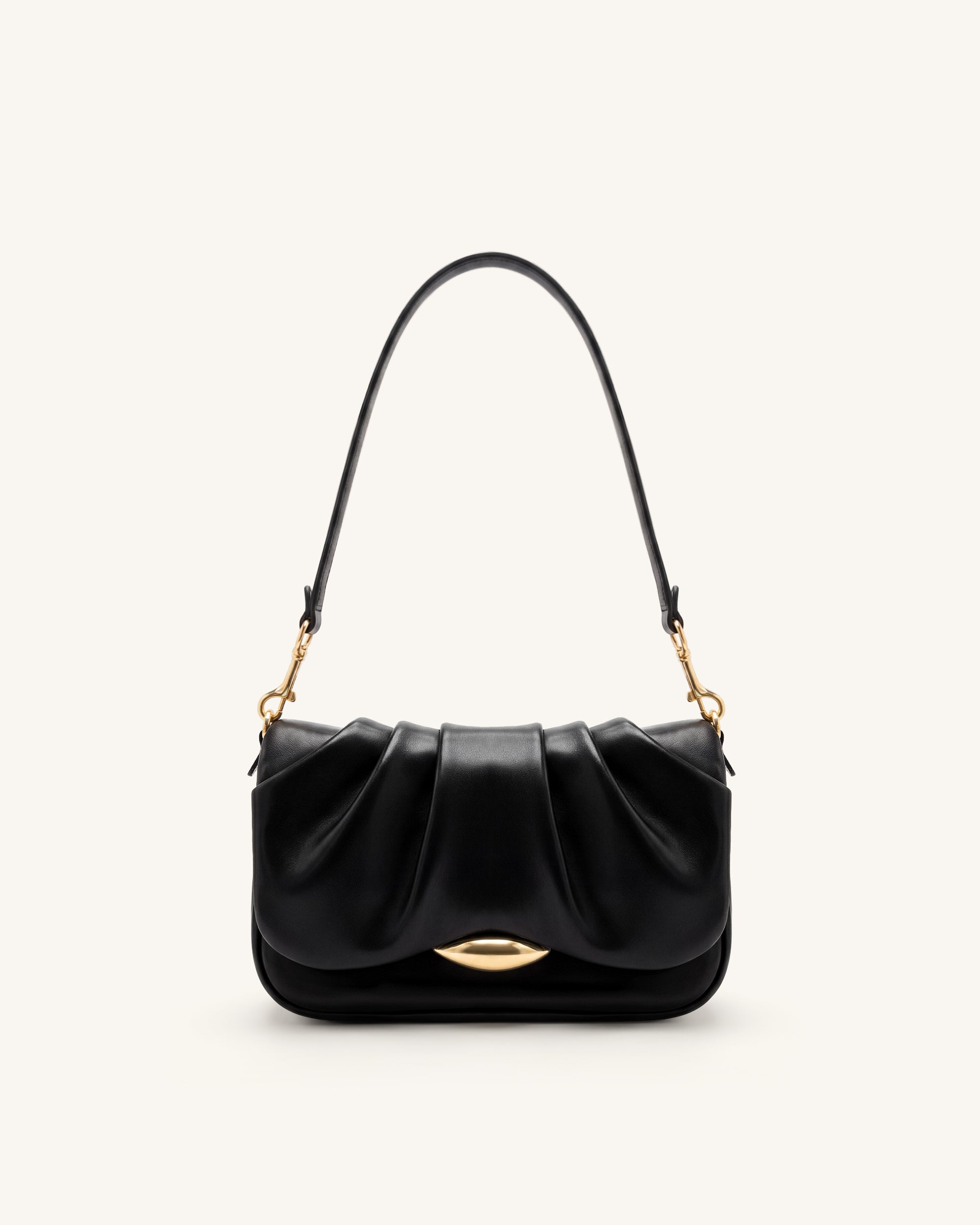 Sofia Ruched Shoulder Bag - Black