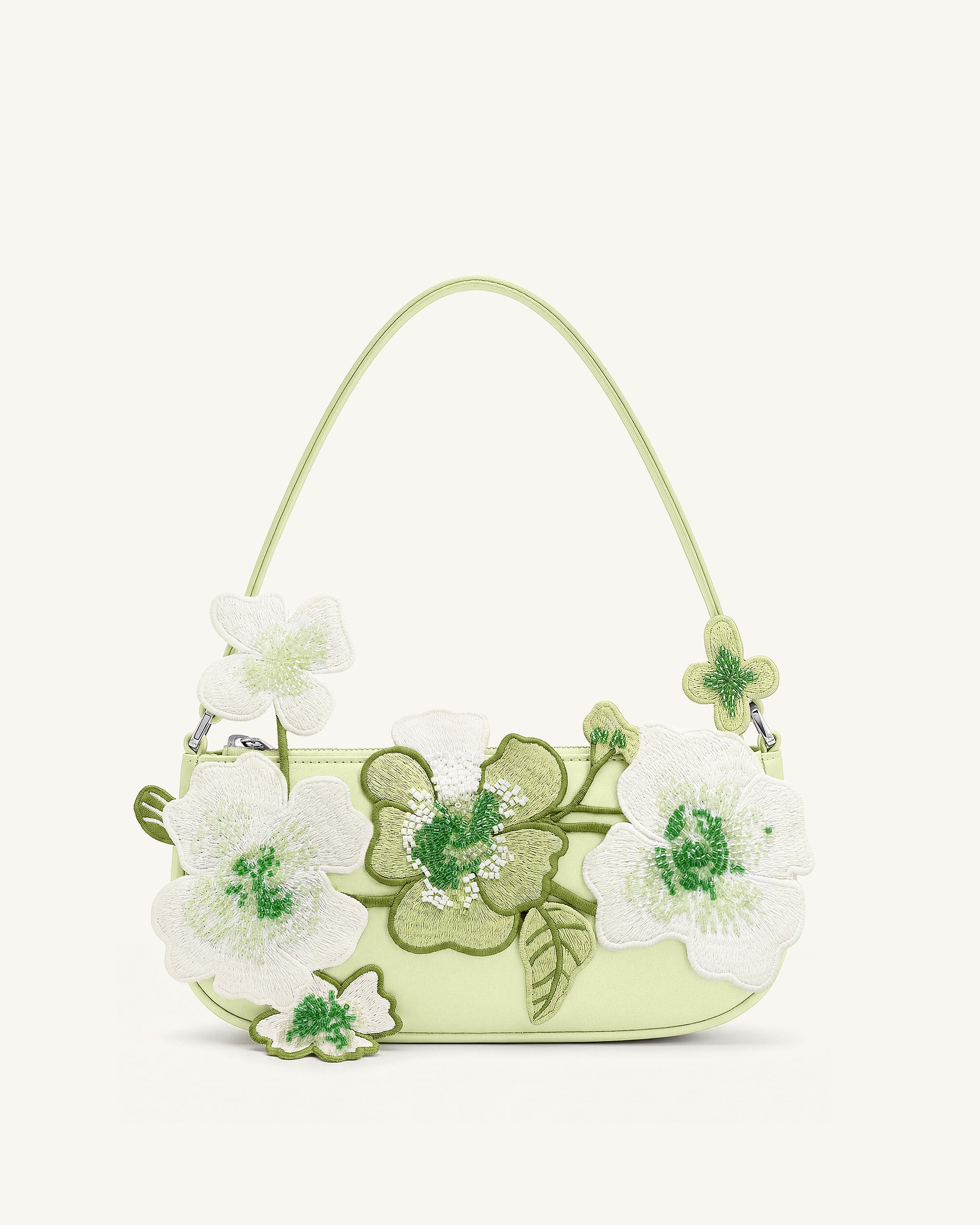 Leona Bead Embellished Shoulder Bag - Light Green