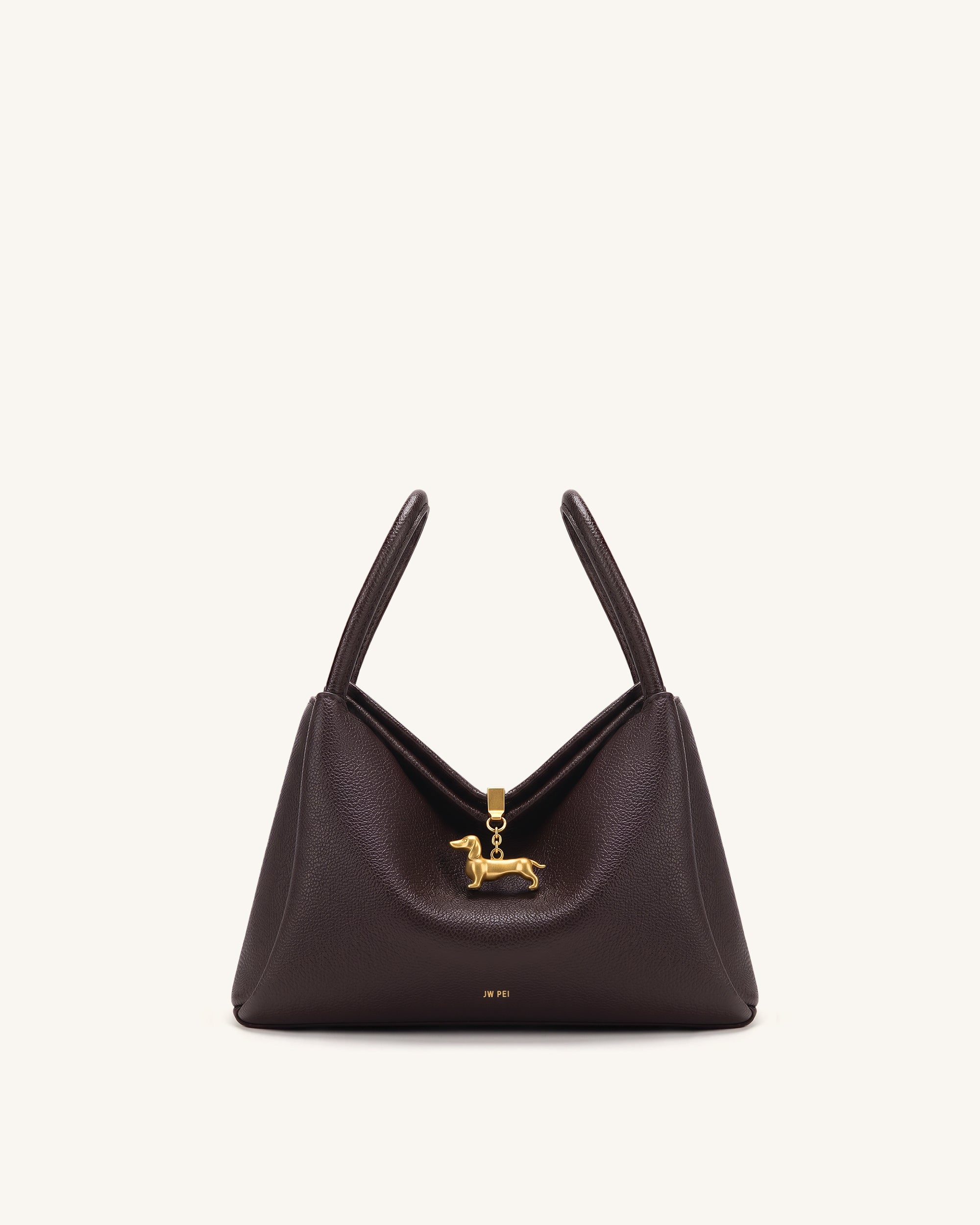 Maelle Dachshund Charm Double Handle Bag - Dark Brown