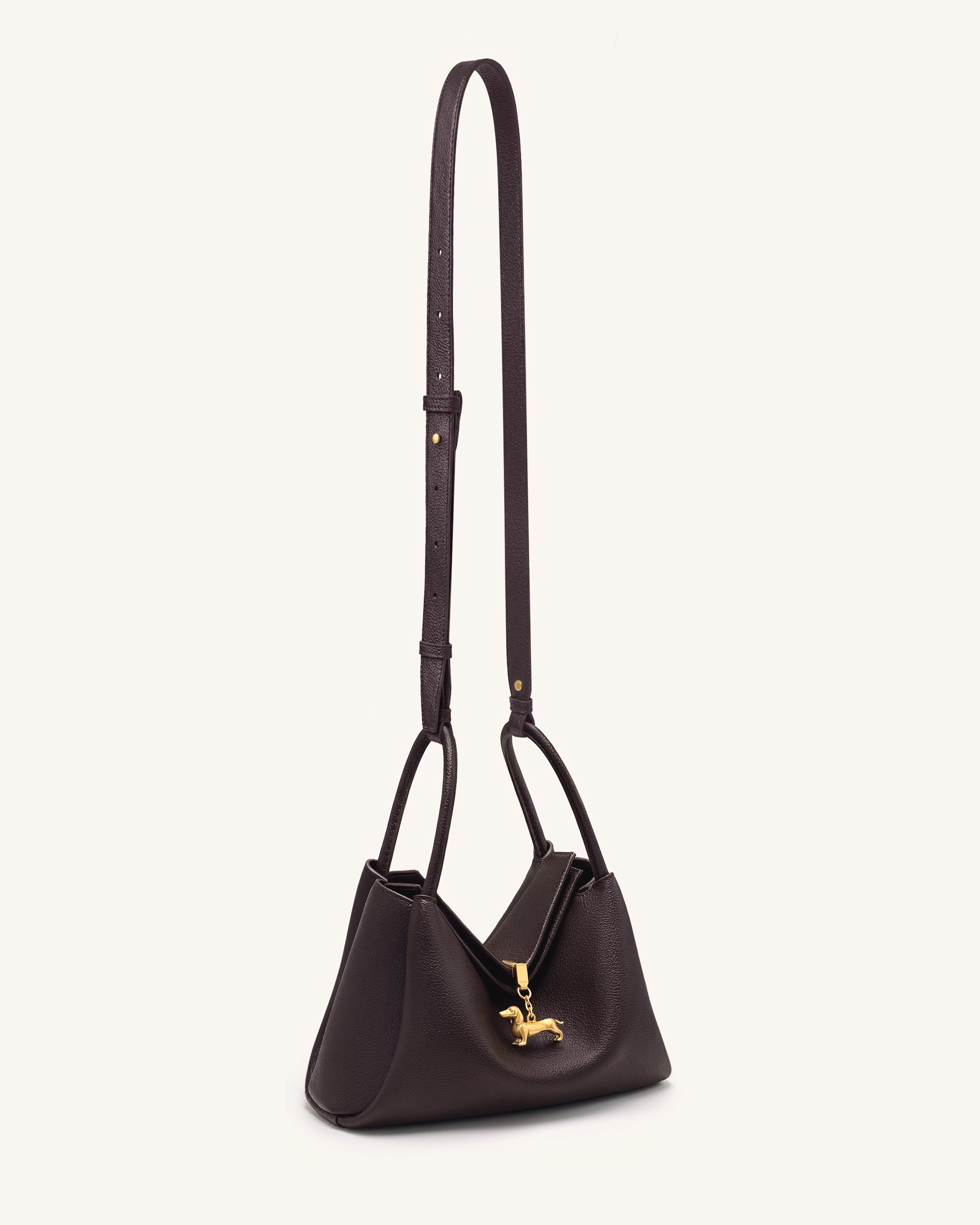 Maelle Dachshund Charm Double Handle Bag - Dark Brown - Image 2