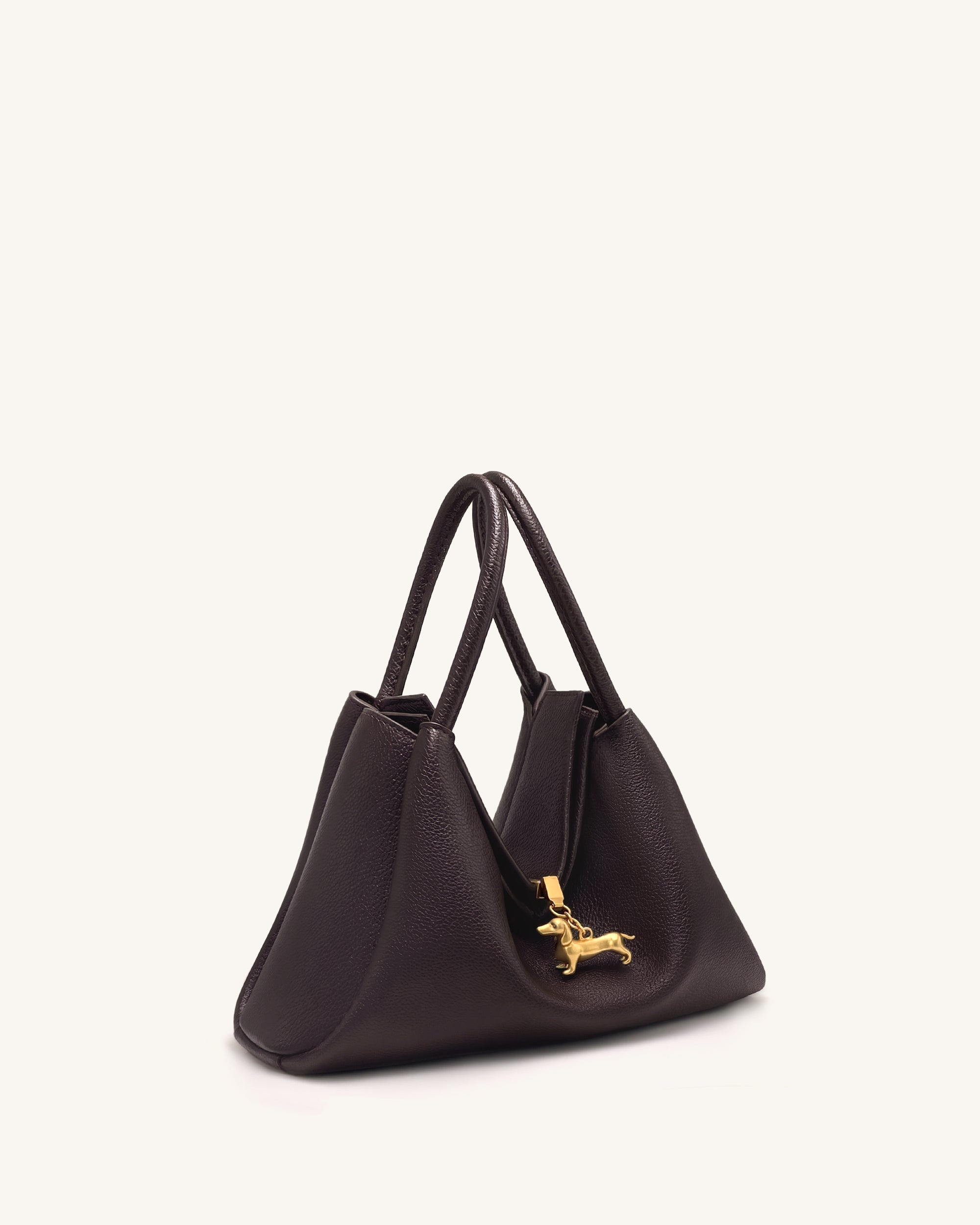 Maelle Dachshund Charm Double Handle Bag - Dark Brown - Image 4