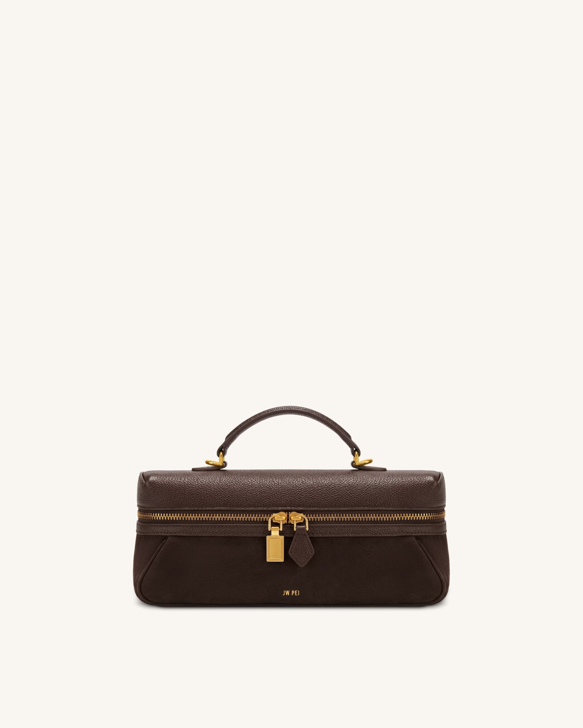 Cleo Faux Suede Vanity Bag - Dark Brown