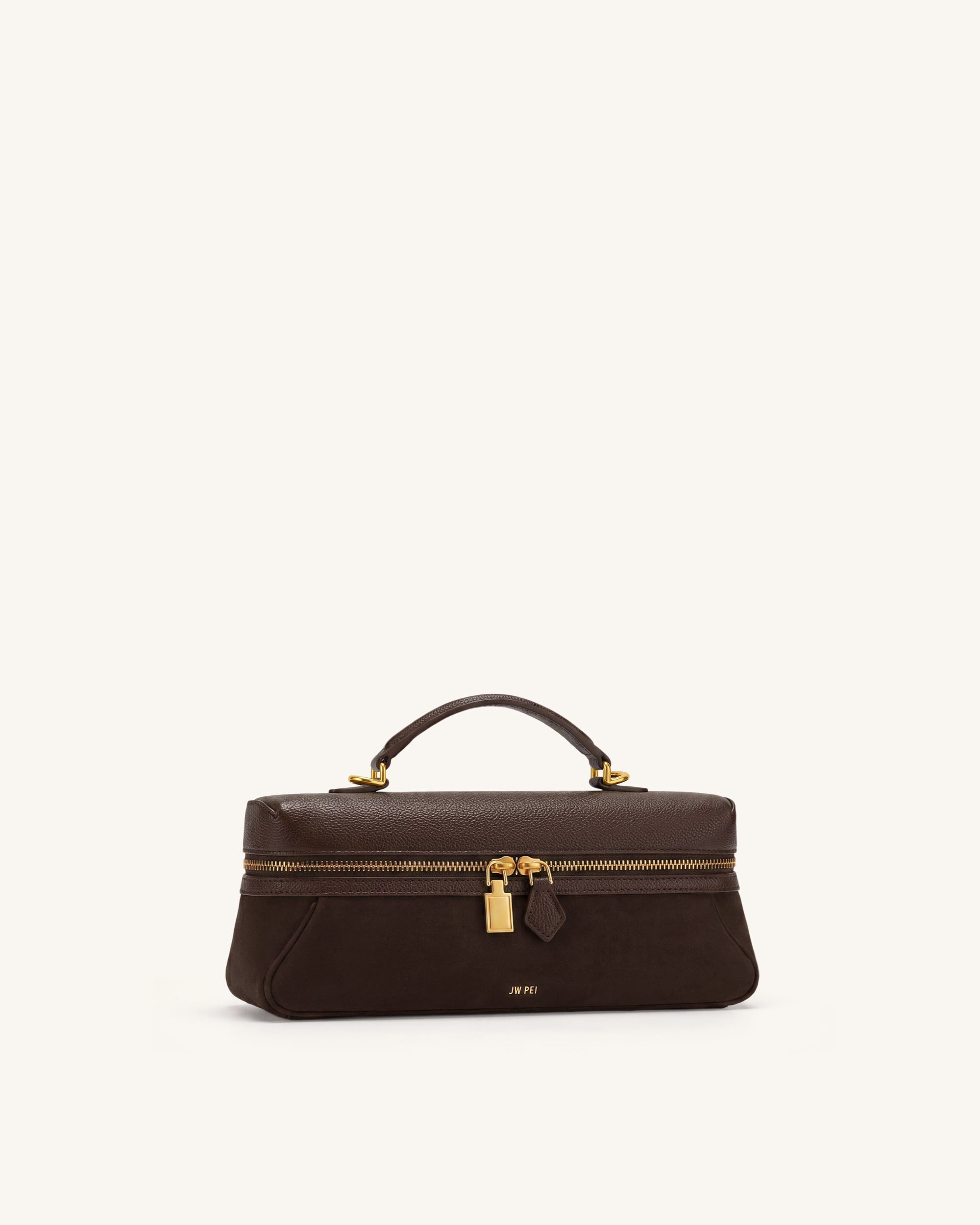 Cleo Faux Suede Vanity Bag - Dark Brown - Image 2