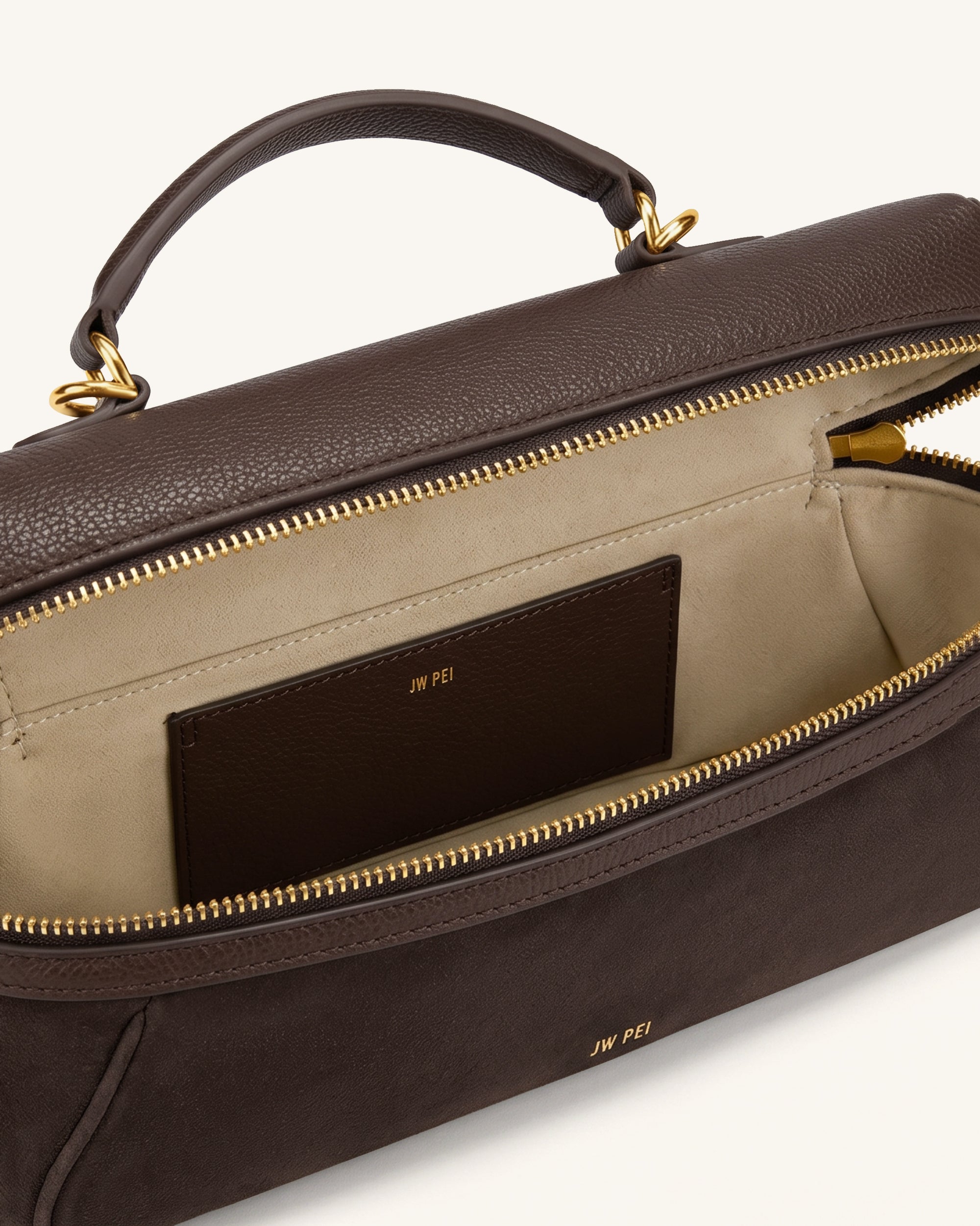 Cleo Faux Suede Vanity Bag - Dark Brown - Image 4