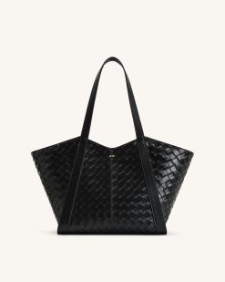 Kiana Large Capacity Weave Texture Tote Bag - Black