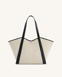 Kiana Large Capacity Tote Bag - Black Canvas