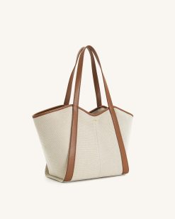 Alternative view of Kiana Large Capacity Tote Bag - Brown Canvas