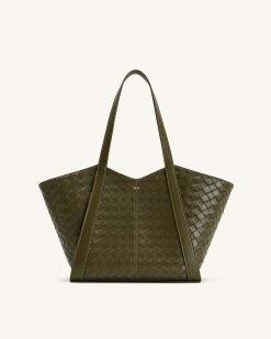 Kiana Large Capacity Weave Texture Tote Bag - Dark Olive