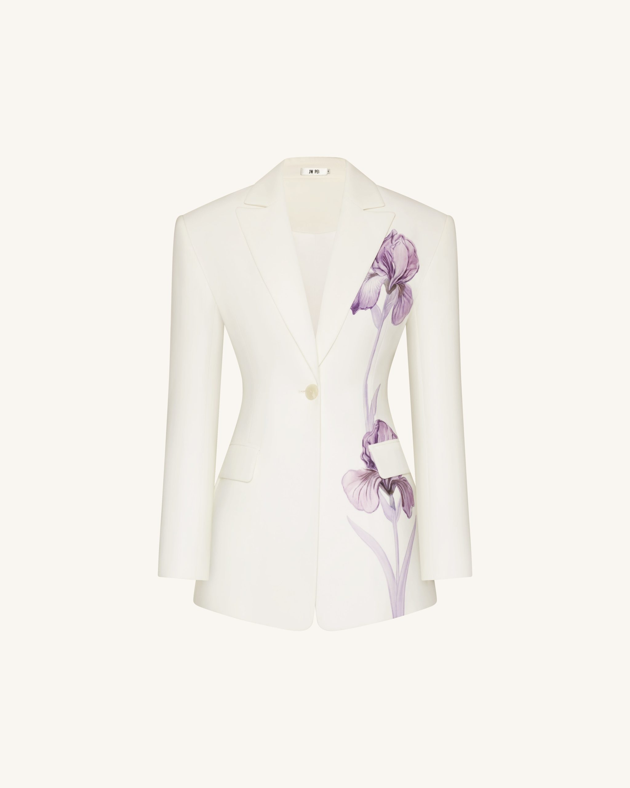 Iris Embroidery Hourglass Blazer - White - Image 3