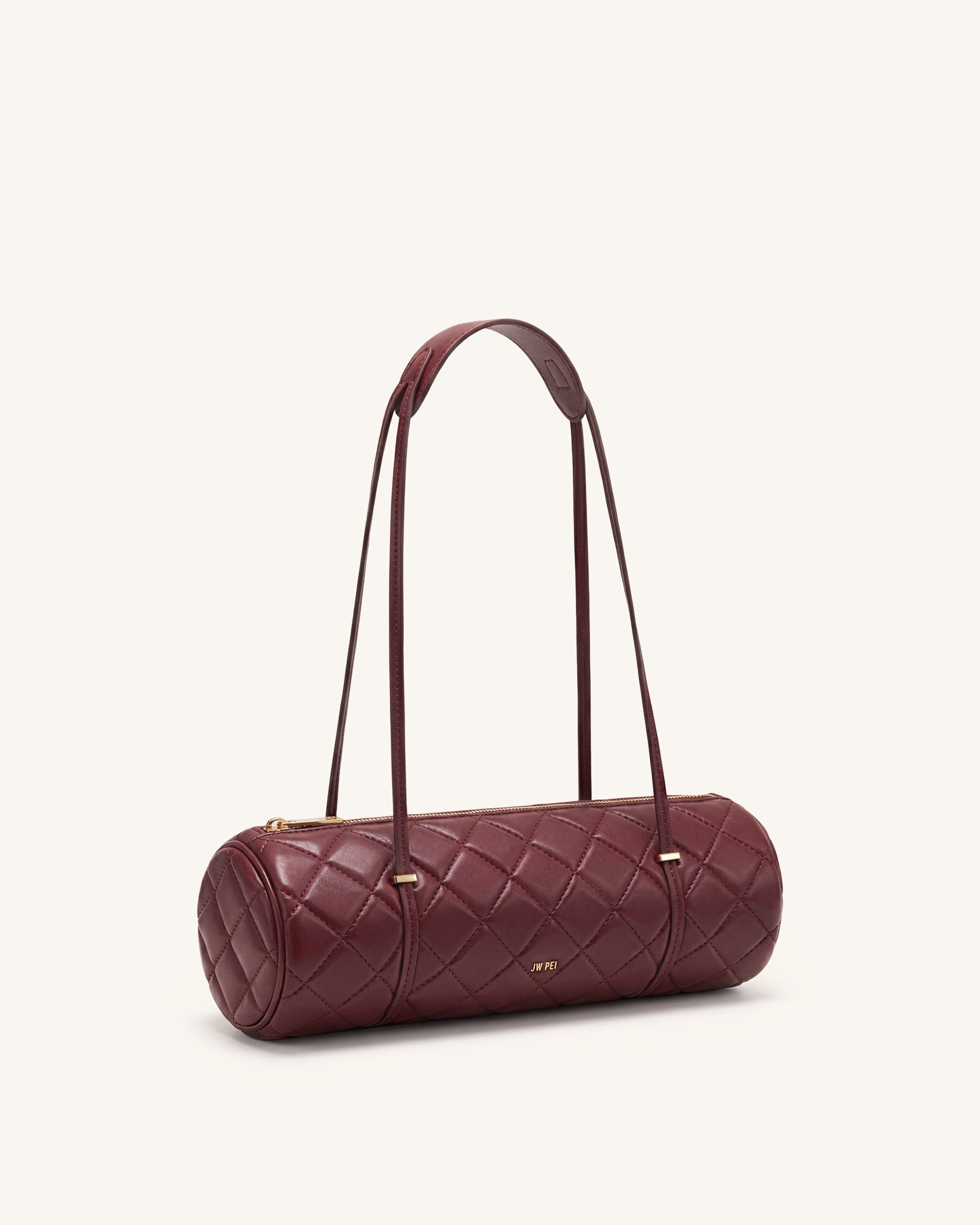 Marcella Quilted Cylinder Shoulder Bag - Burgundy - Image 2