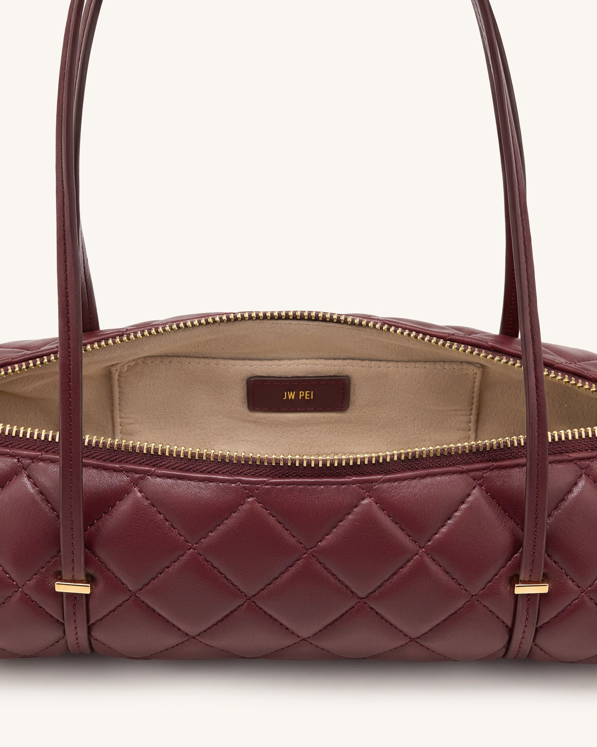 Marcella Quilted Cylinder Shoulder Bag - Burgundy - Image 4